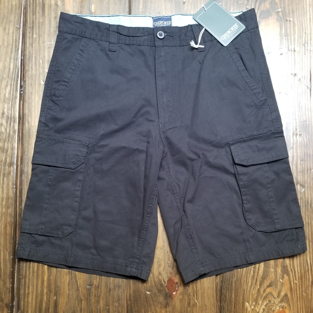 Men's Cherokee Cargo Shorts 6 Pocket Solid Color